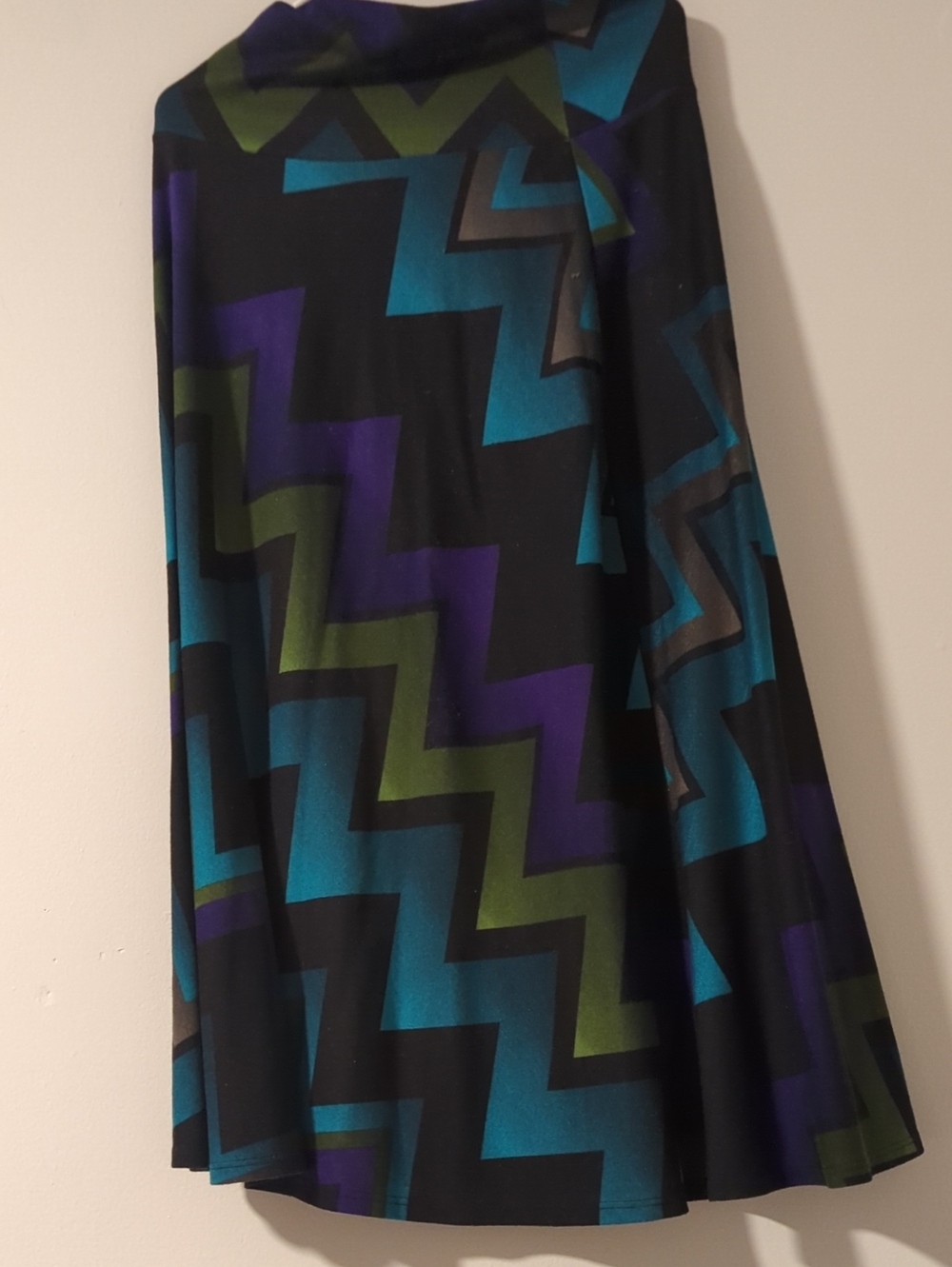 Sunny Leigh Zigzag A-Line Skirt in Black, Teal & Purple